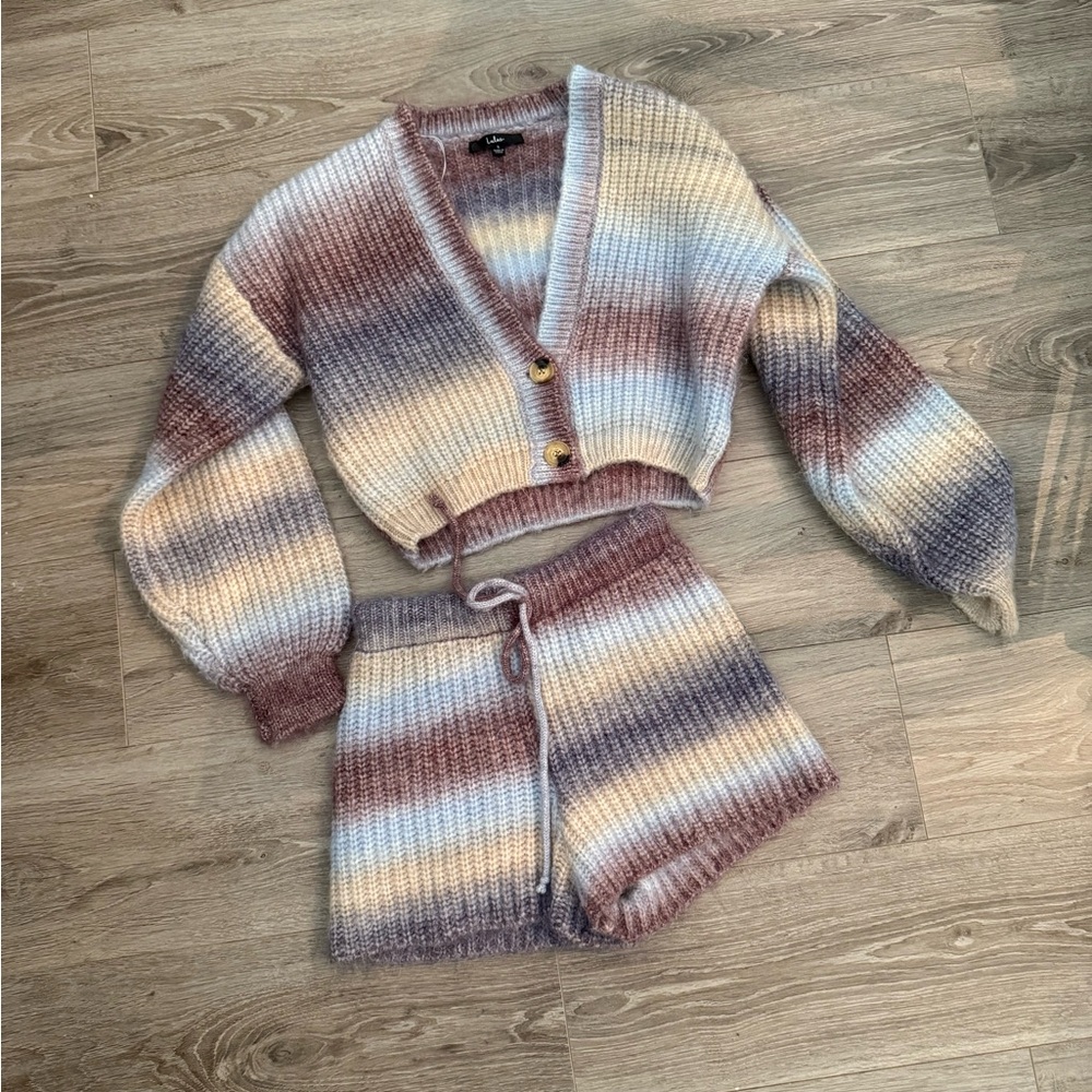 Lulu's Gradient Knit Cardigan Set